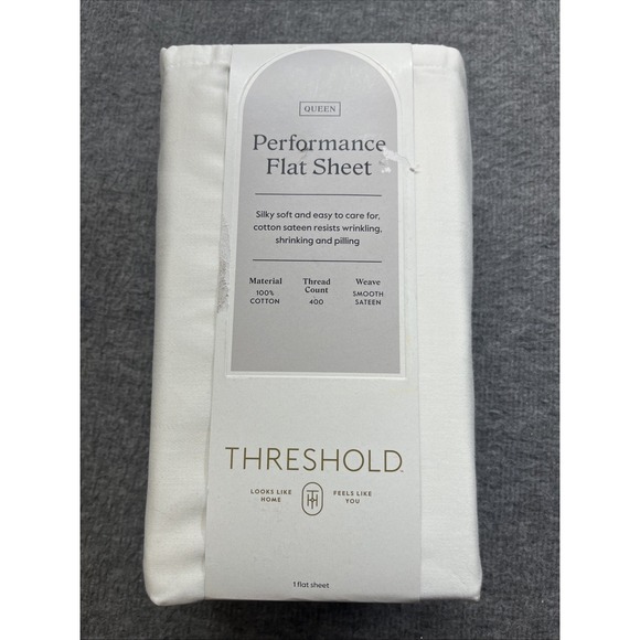 Threshold Performance flat sheet‎ queen one flat sheet sour cream color - Picture 1 of 3